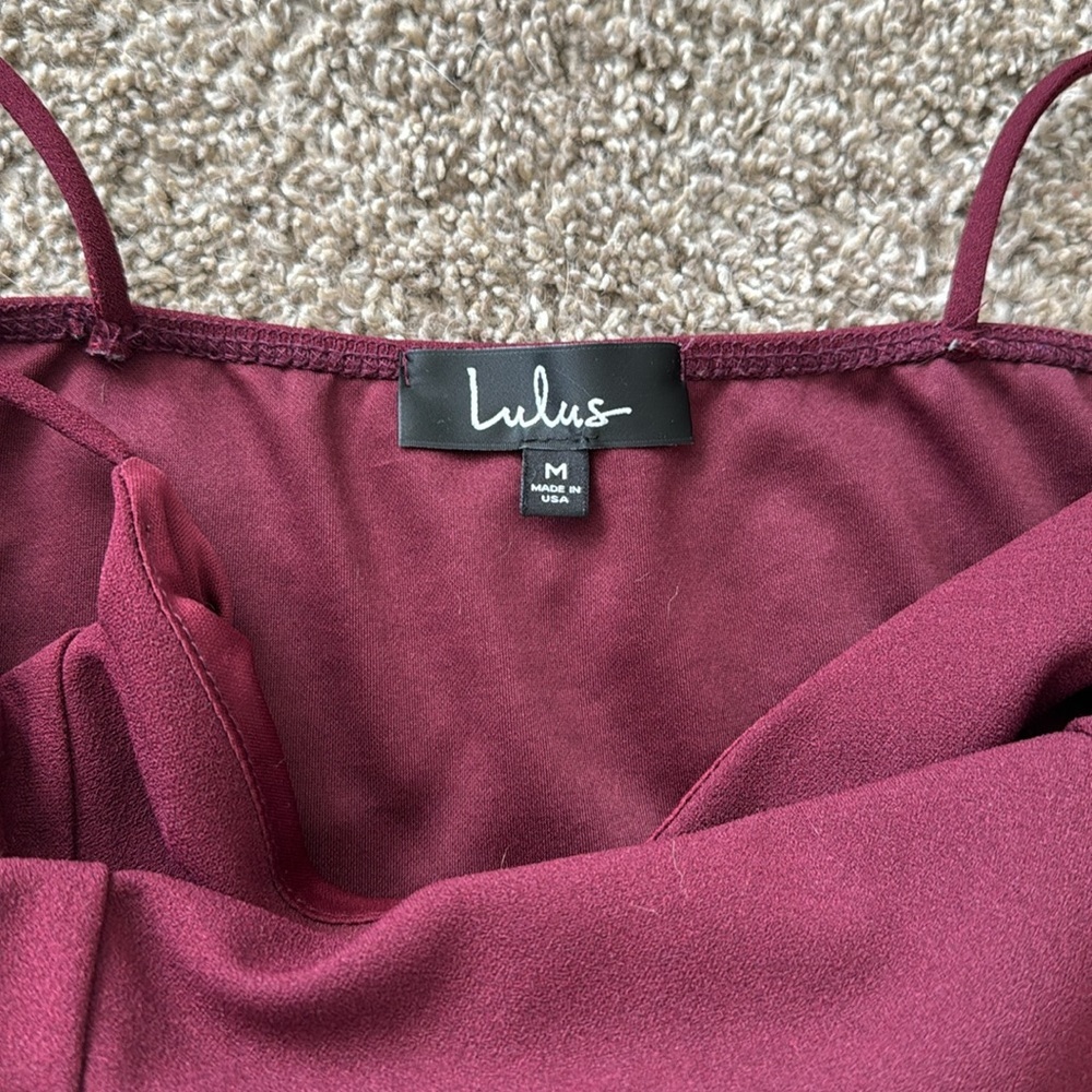 Lulu's Burgundy Wrap Mini Dress - Picture 2 of 3